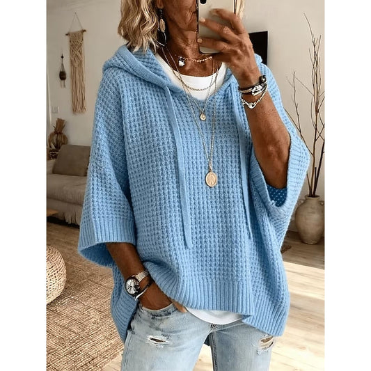 Kessoro relaxed waffle knit hoodie for women, view 1