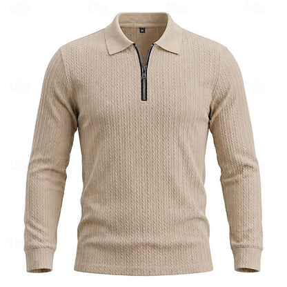 Kessoro men's textured quarter-zip polo shirt in one of six colourways, view 5 of 10