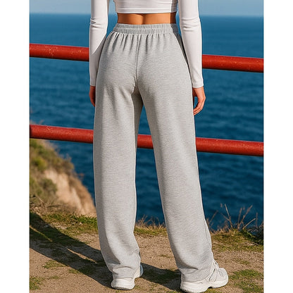 Kessoro women's high-waist wide-leg lounge pants in light grey, dark grey, black and khaki