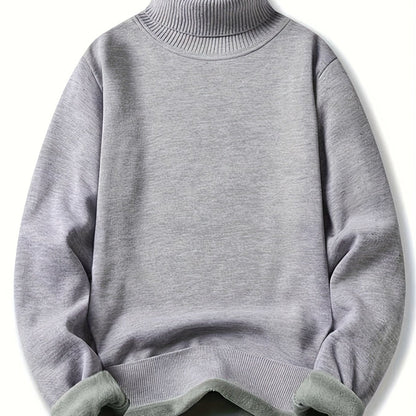 Kessoro men's cozy ribbed roll-neck sweater with a lined interior in muted winter colourways