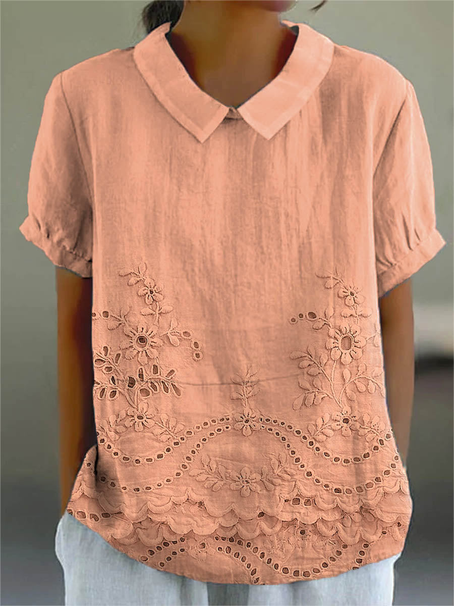 Kessoro women's floral embroidered casual shirt in pink, white, blue, green, purple, orange and red