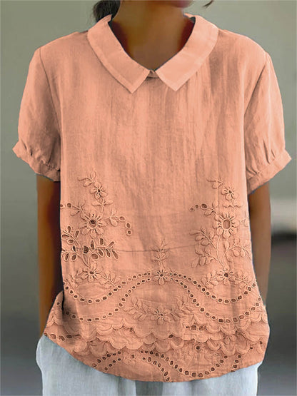 Kessoro women's floral embroidered casual shirt in pink, white, blue, green, purple, orange and red