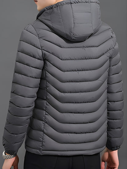 Kessoro Women's Hooded Quilted Puffer Jacket in black and grey, image 9 of 11.