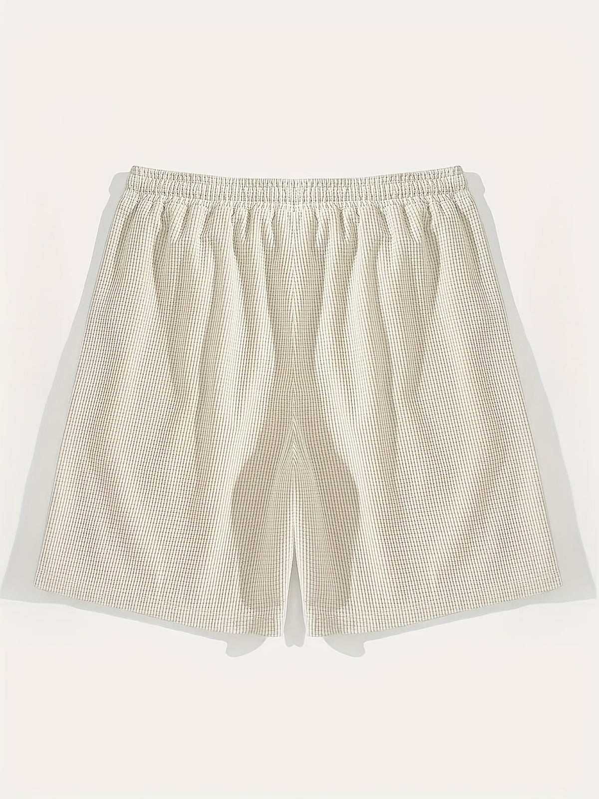 Kessoro Men's Textured Drawstring Relaxed Casual Shorts in black, khaki, beige and white — full-length view
