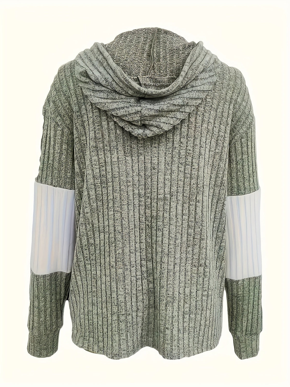 Kessoro women's textured colour-block hooded jacket in sky blue, green and black - product view 9