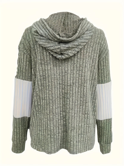 Kessoro women's textured colour-block hooded jacket in sky blue, green and black - product view 9