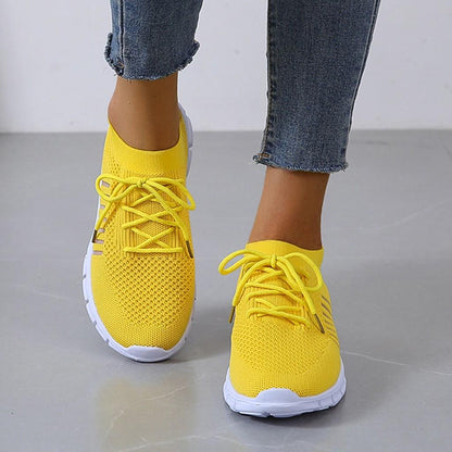 Kessoro Women's Lightweight Cushioned Everyday Sneakers in turquoise, pink, red and other colourways — full-length view