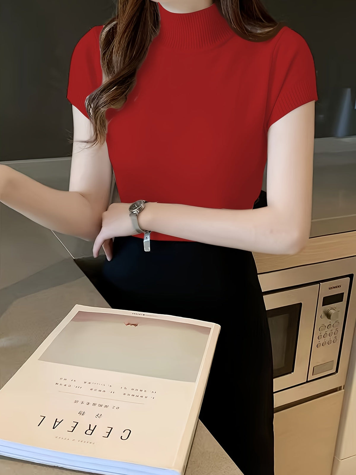 Kessoro women's short-sleeve mock-neck top in one of five colourways, view 26 of 29