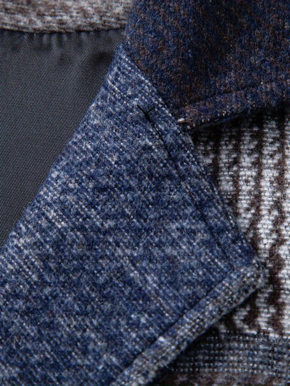 Kessoro Men's Patchwork Notch Lapel Tailored Waistcoat in grey, wine red, blue, navy and orange - men's apparel, view 25 of 31