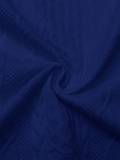 Kessoro women's textured half-zip collared sweatshirt in blue with a front pocket