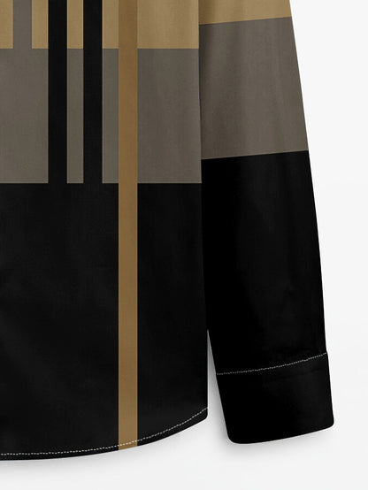 Kessoro men's colour-block long-sleeve shirt in brown, dark grey or black, view 5 of 17