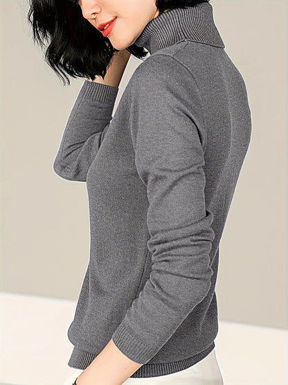 Kessoro women's refined mock-neck knit sweater in grey, view 3 of 6