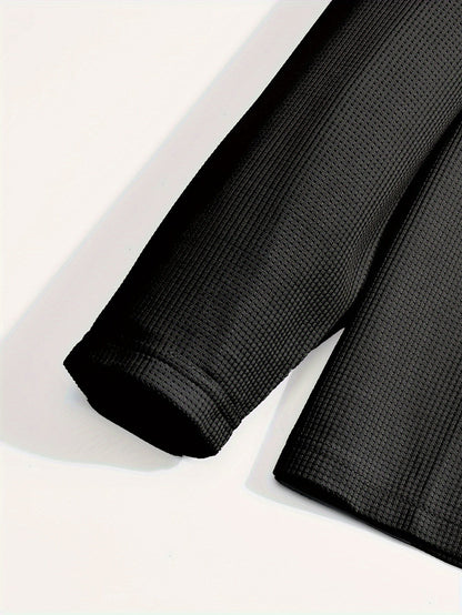 Kessoro Men's Waffle-Knit Two-Piece Outfit Set in white and black, image 17 of 21.