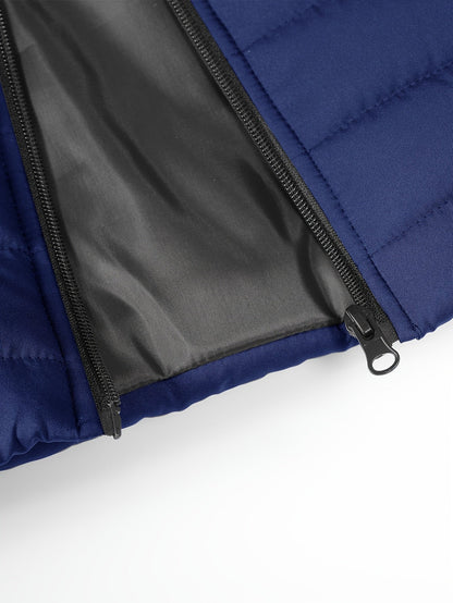 Kessoro Men's Quilted Stand-Collar Puffer Vest in military green and royal blue - men's apparel, view 18 of 19