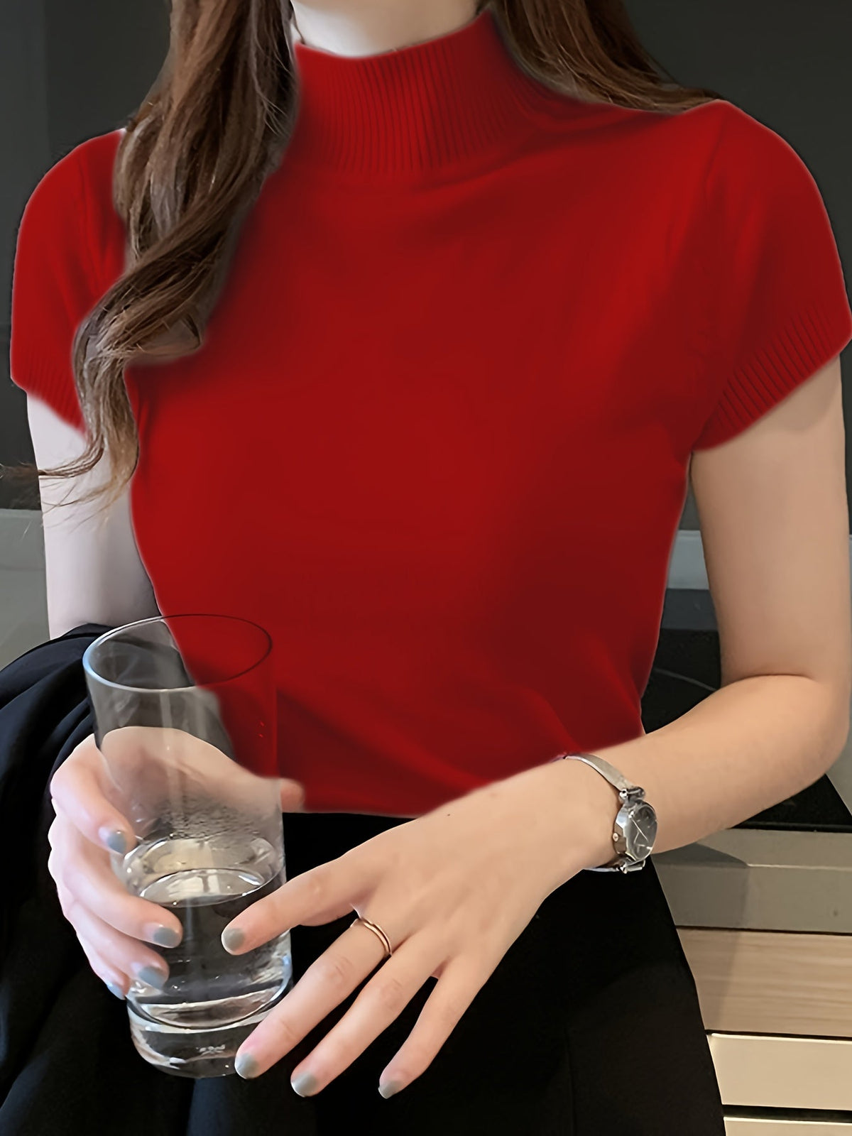 Kessoro women's short-sleeve mock-neck top in one of five colourways, view 27 of 29
