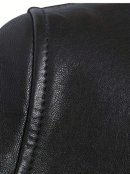 Kessoro men's stand-collar zip-front moto jacket in black and coffee brown - product view 6
