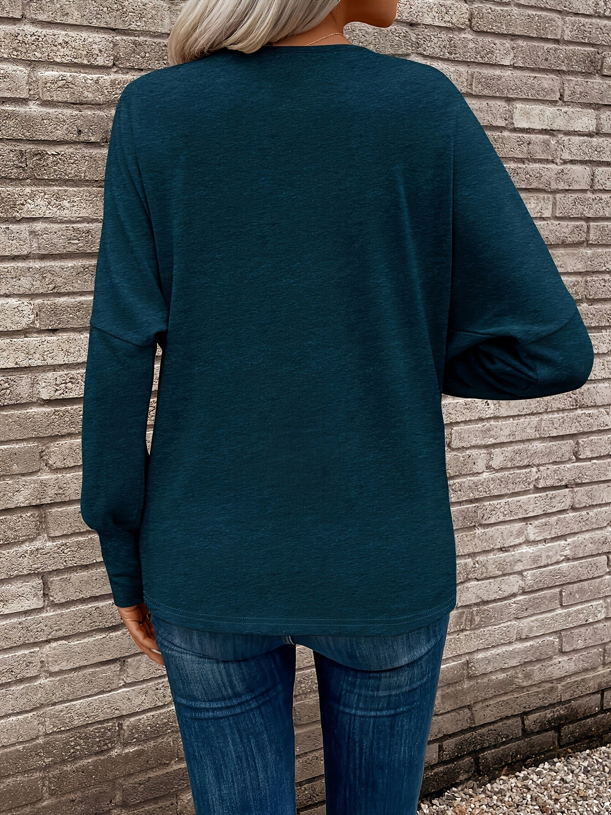 Kessoro women's relaxed drape long sleeve top in blue, burgundy, graphite, black, navy and light grey - view 12 of 17