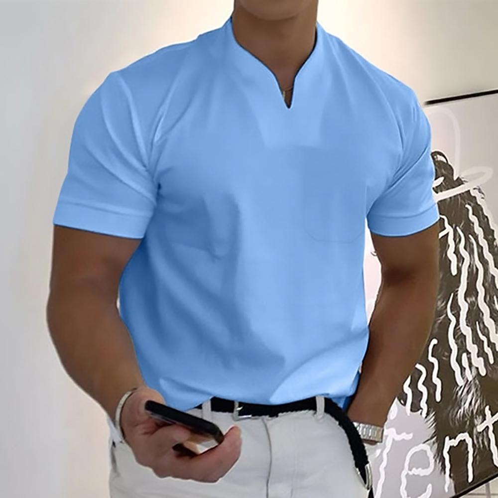 Men's refined collar short sleeve polo shirt in a ten-colour range, shown for menswear styling