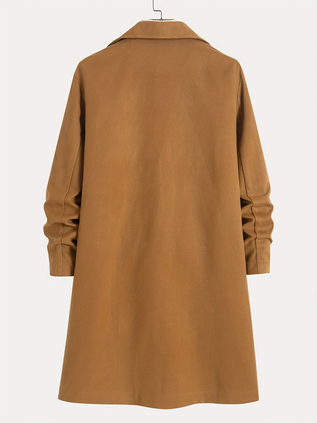 Kessoro men's tailored longline overcoat in brown or navy, view 3 of 13