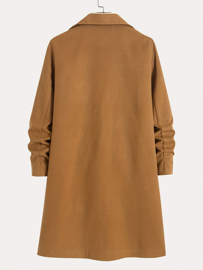 Kessoro men's tailored longline overcoat in brown or navy, view 3 of 13
