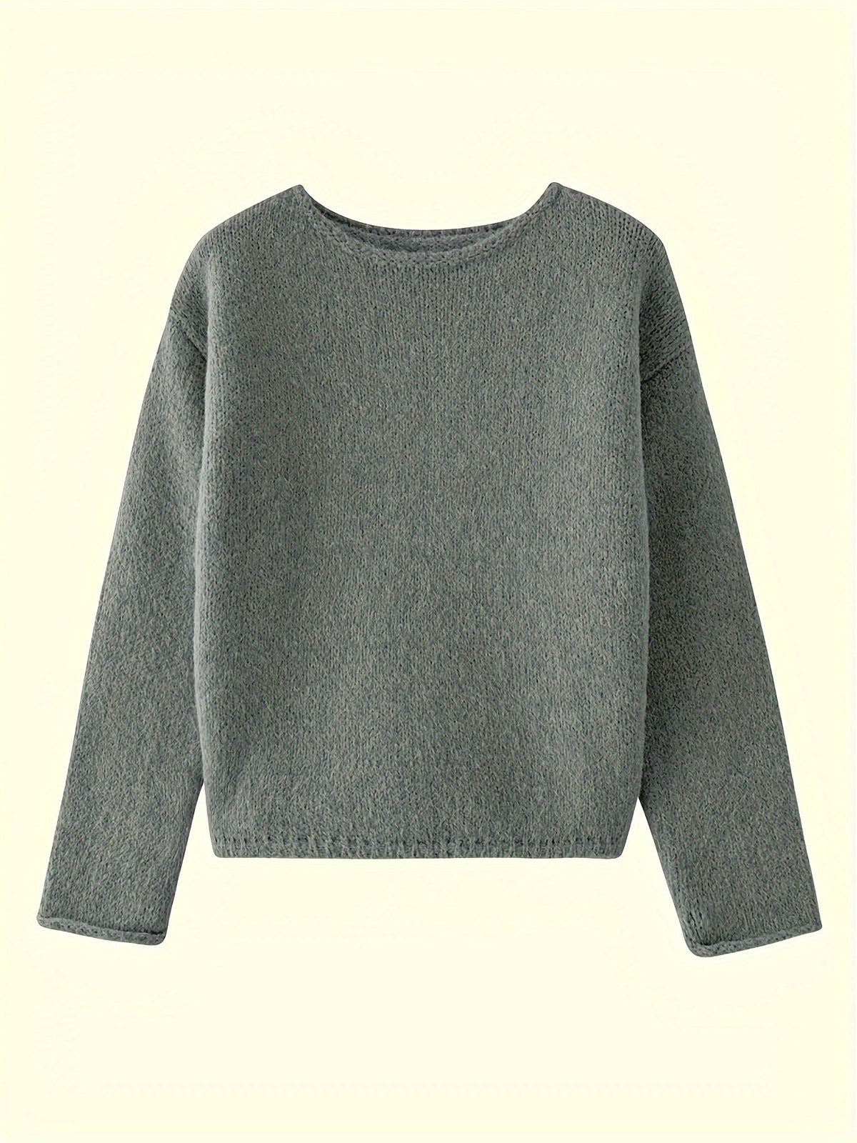 Kessoro women's relaxed loose-fit crew neck sweater in pink, black, burgundy, green and grey – view 10