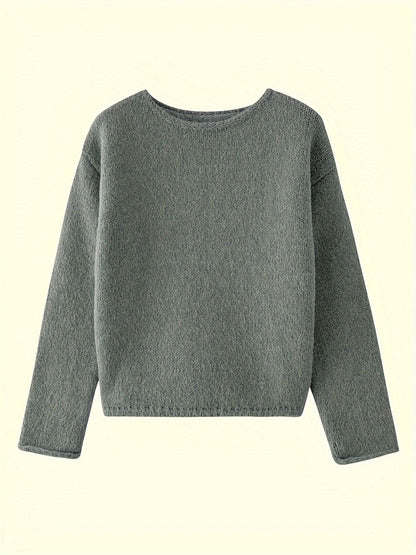 Kessoro women's relaxed loose-fit crew neck sweater in pink, black, burgundy, green and grey – view 10