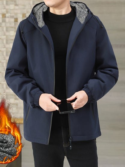 Kessoro men's fleece-lined full-zip hooded jacket in black and navy