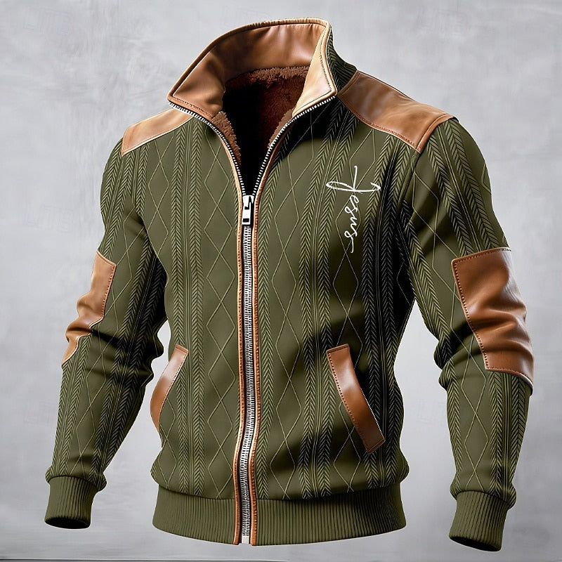 Kessoro Men's Insulated Stand-Collar Jacket in white, army green, khaki and more colours, image 2 of 6.