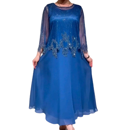 Kessoro women's casual flowing midi dress in black and blue