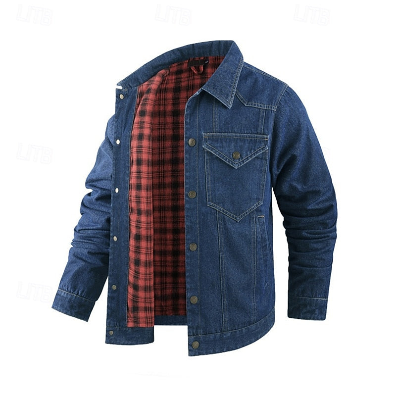 Kessoro men's rugged check-lined everyday jacket in brown, dark blue, black and green
