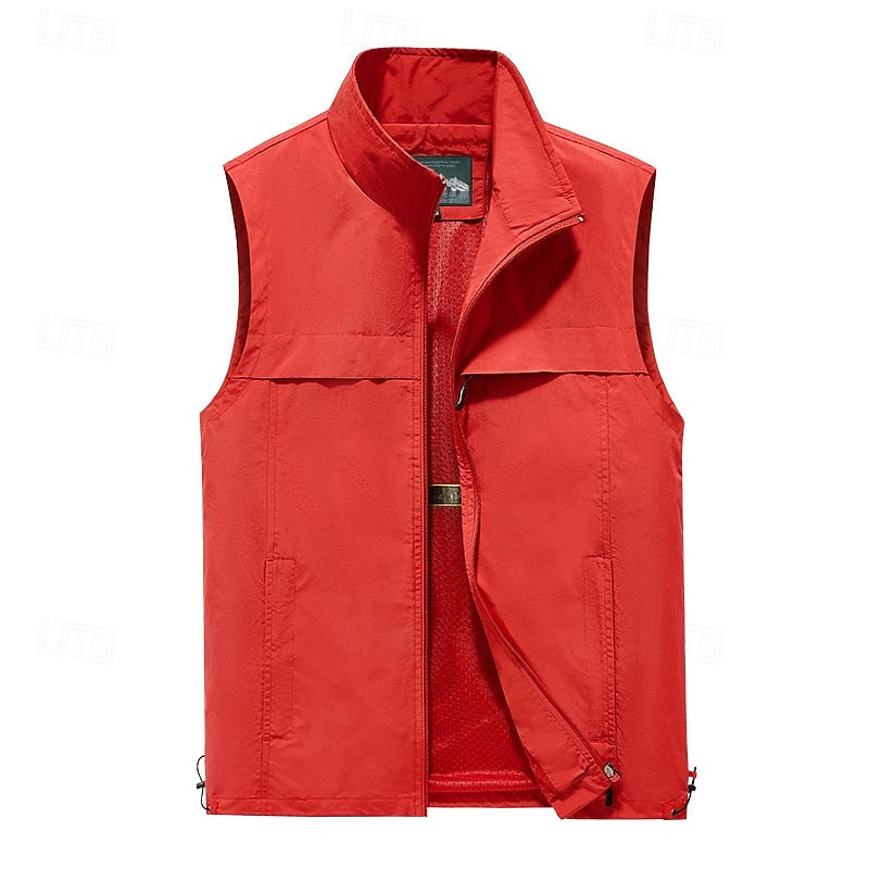 Kessoro men's multi-pocket outdoor utility vest in dark blue, red, khaki, army green and black – image 3 of 7