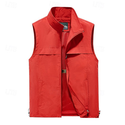Kessoro men's multi-pocket outdoor utility vest in dark blue, red, khaki, army green and black – image 3 of 7
