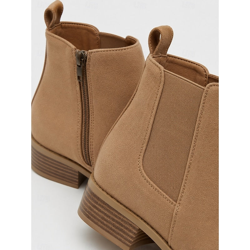 Kessoro women's pointed-toe low block heel ankle boots in khaki, gray, black, dark brown and beige - view 10