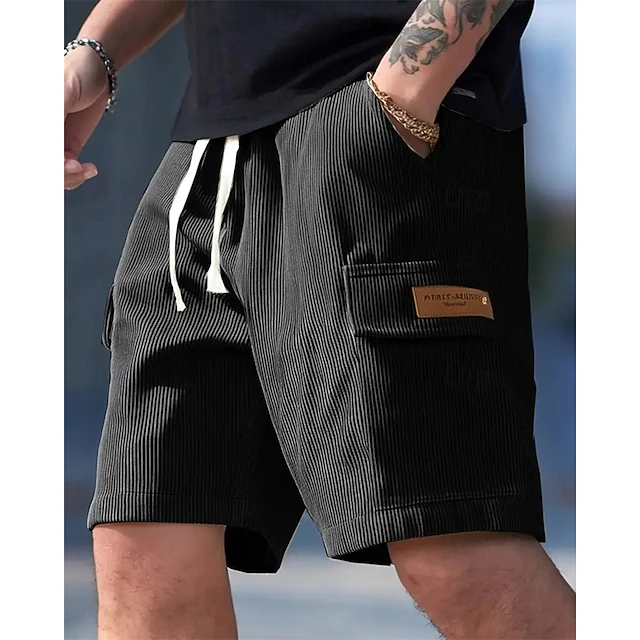 Kessoro men's relaxed fit drawstring cargo shorts in neutral, green and navy tones