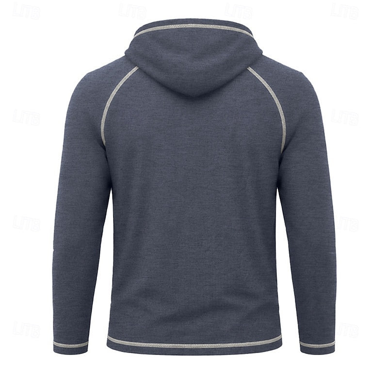 Kessoro men's raglan-sleeve drawstring pullover hoodie in assorted colourways, view 12
