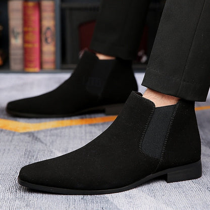 Kessoro men's classic elastic side panel ankle Chelsea boots in red brown, coffee, black, beige and blue - view 7