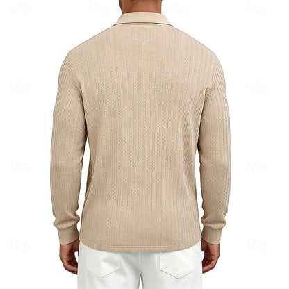 Kessoro men's textured quarter-zip polo shirt in one of six colourways, view 4 of 10