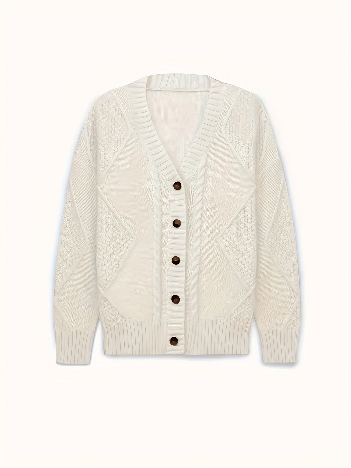 Kessoro women's cozy cable-knit button-front cardigan in pink and apricot