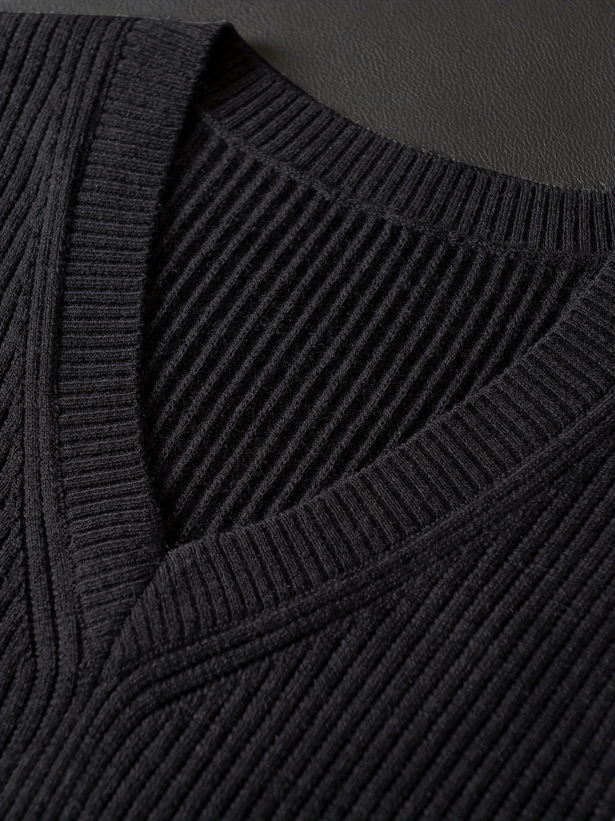 Kessoro Men's Classic V-Neck Ribbed Sweater Vest in black - men's apparel, view 5 of 7