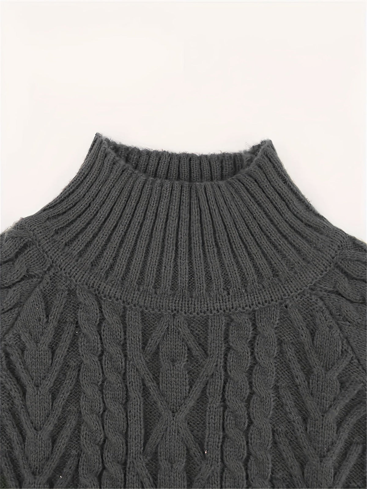 Kessoro women's textured cable-knit half-collar sweater in navy, black, dark grey, khaki and green