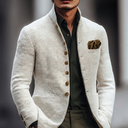 Kessoro Men's Single-Breasted Cotton-Blend Cardigan — view 2