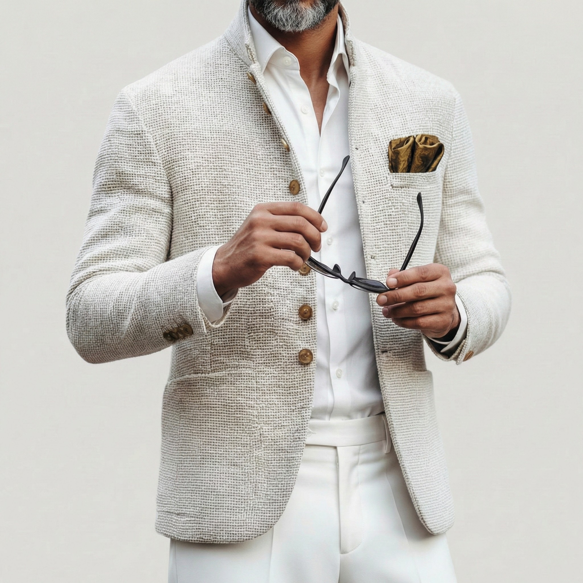 Kessoro Men's Single-Breasted Cotton-Blend Cardigan — view 4
