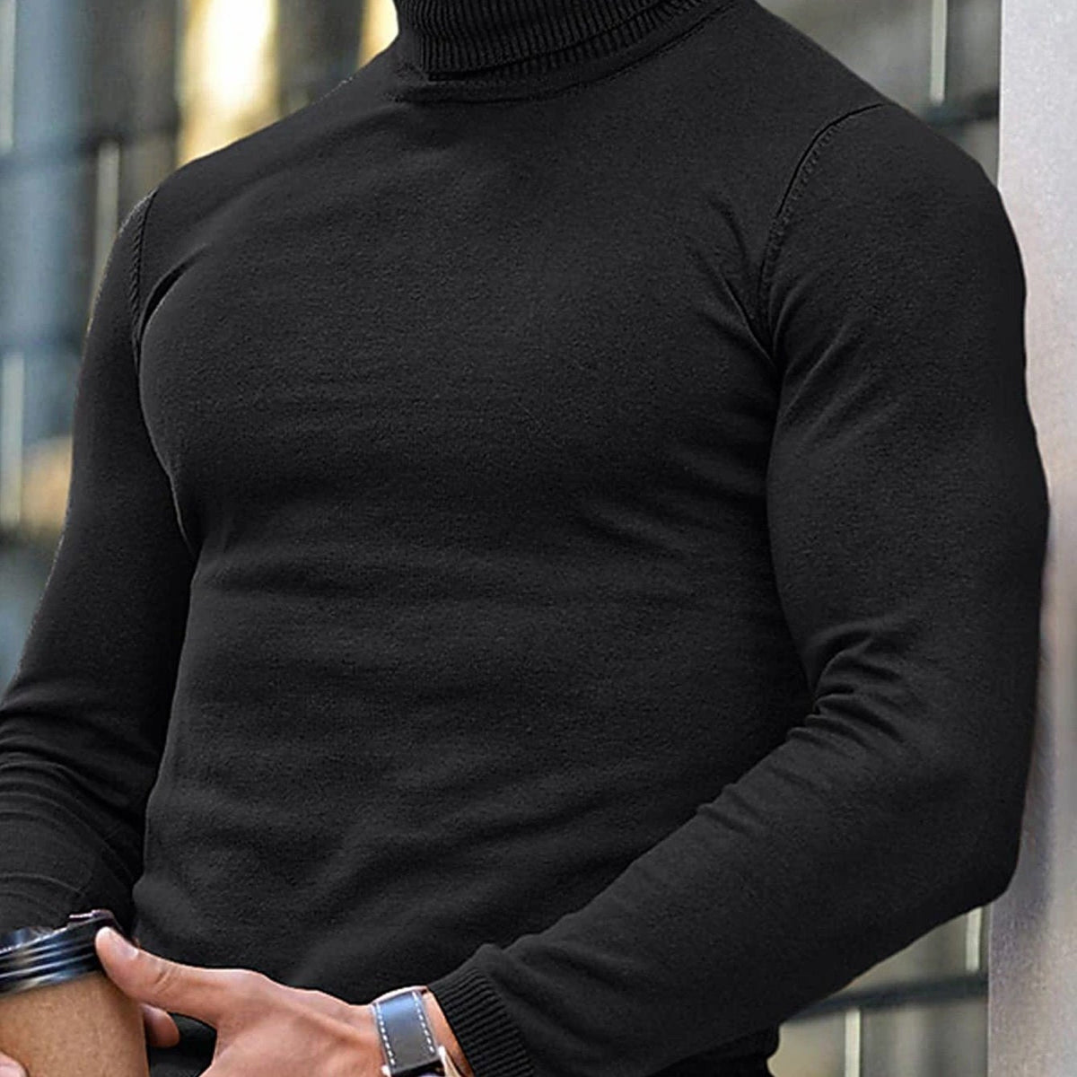 Kessoro women's high-neck turtleneck top in navy, black or burgundy, view 7 of 18