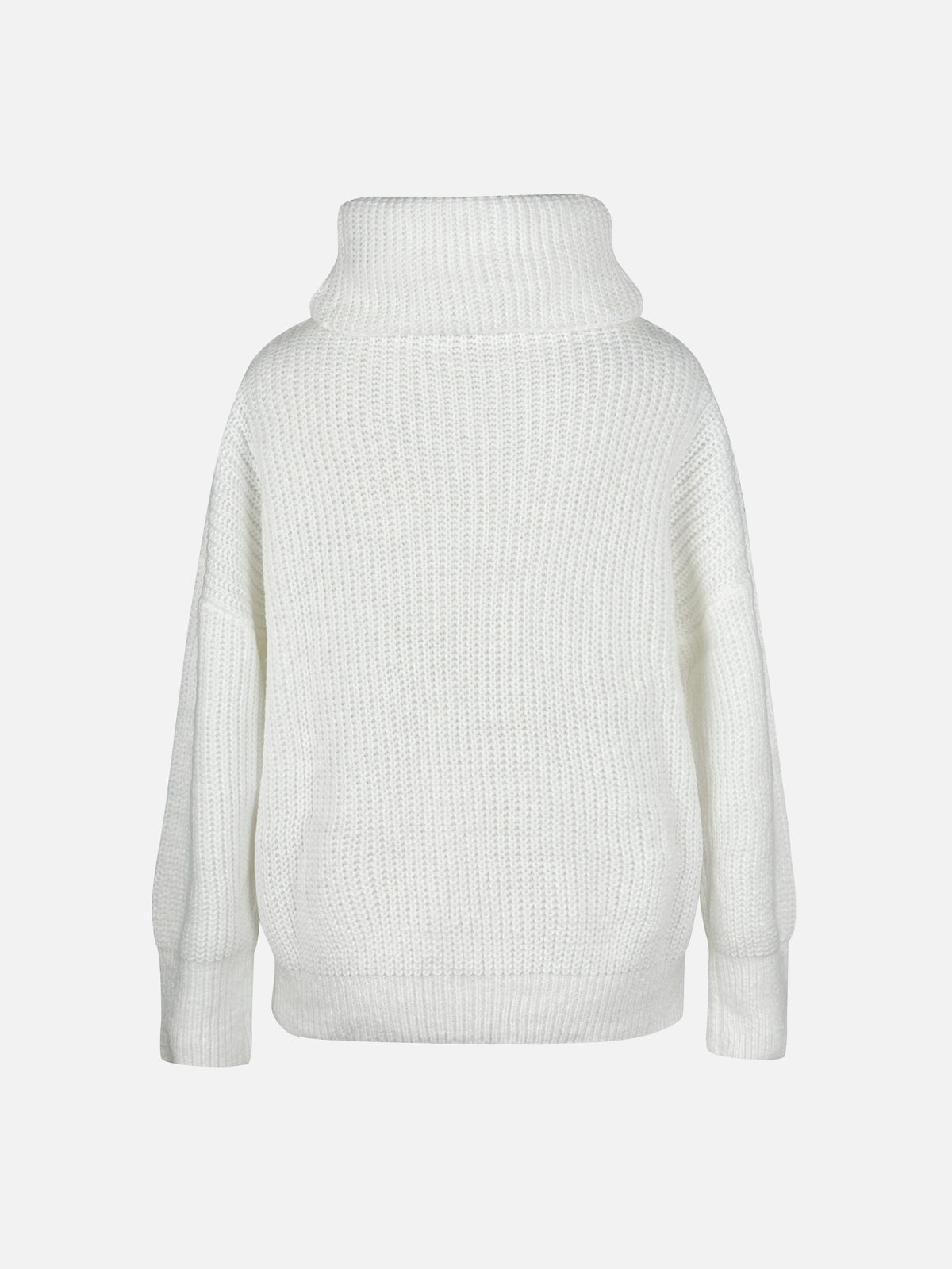 Kessoro women's cowl neck relaxed knit sweater in white and sea blue - view 6 of 9