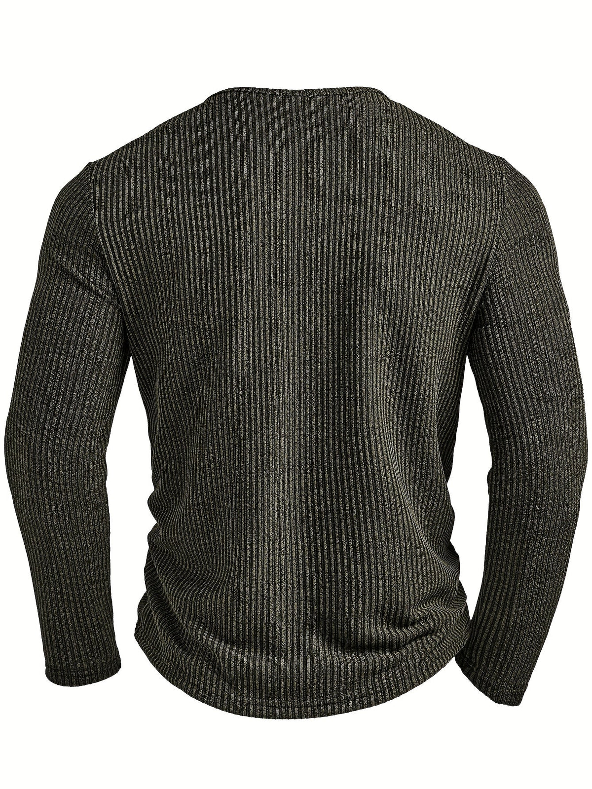 Kessoro men's ribbed textured long-sleeve henley shirt in dark grey, dark brown, army green and white