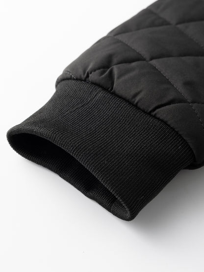 Kessoro unisex quilted bomber jacket in black with a full-length zip
