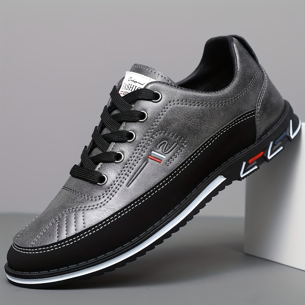 Men's refined cushioned lace-up dress shoes in orange, black and grey, view 9