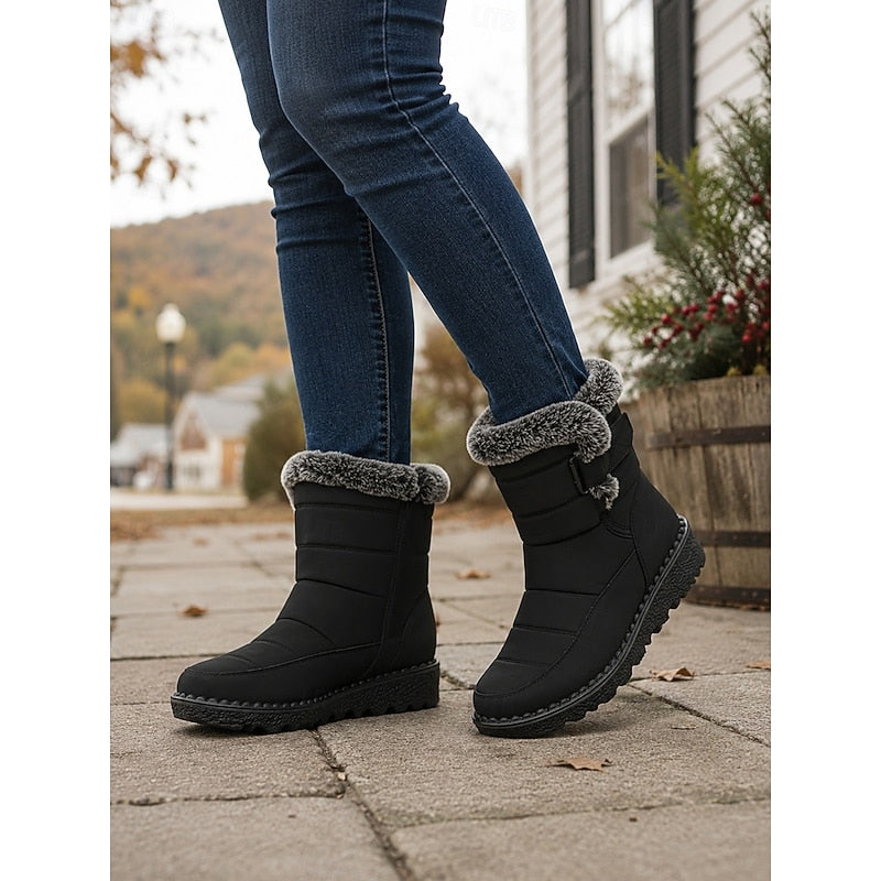 Kessoro Women's Quilted Fur-Trimmed Snow Boots in black and blue - women's footwear, view 10 of 12