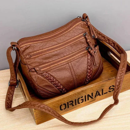 Kessoro women's retro micro-suede lined shoulder bag in brown and black