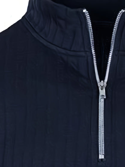 Kessoro men's ribbed quarter-zip stand collar sweater in classic neutral colourways
